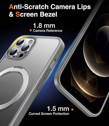 Chicfun 3-in-1 [Magnetic+Kickstand+Ring Holder] for iPhone 12 Pro Max Case Stand Ring Holder Compatible with MagSafe, Military Shockproof Protective Matte iPhone 12 Pro Max Phone Case Kickstand Cover