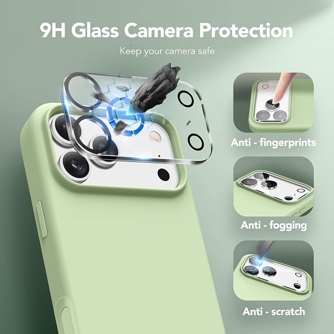 GONEZ Magnetic for iPhone 17 Pro Max Case, Compatible with MagSafe, [Screen Protector + Camera Lens Protector], Liquid Silicone Anti-Scratch Shockproof Protective Phone Case 6.9 inch, Green