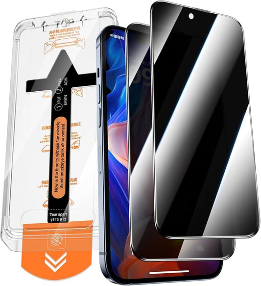 2 Pack for iPhone 13 Pro Max/ 14 Plus Privacy Tempered Glass Screen Protector 6.7 Inch, 9H Hardness, Scratch Resistant with Updated Easy Installation Tool