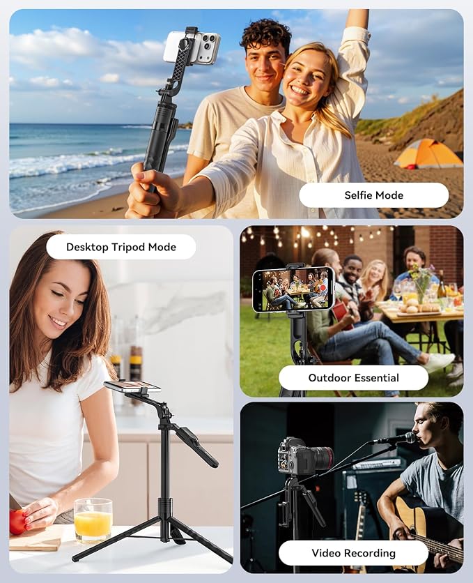 ORICO 69" Phone Tripod, Selfie Stick Tripod for iPhone with Wireless Remote Control, 360° Rotatable Phone Holder for Vlogging, Video Recording, Extendable Stand for Cell Phone Camera GoPro
