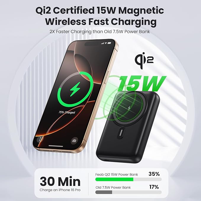 Magnetic Portable Charger for iPhone, 10800mAh 15W Wireless Power Bank with iWatch Charger,30W PD Fast Charging USB-C Travel Essentials Battery Pack for Magsafe,iPhone 17/16/15/14/13, Apple Watch