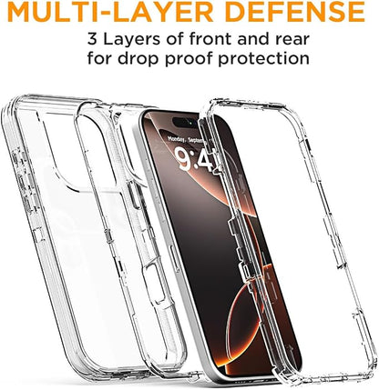 AICase for iPhone 16 Pro Case Clear 3 in 1 Heavy Duty Drop Protection Full Body Rugged Shockproof/Dust Proof 3-Layer Military Protective Tough Durable Cover for iPhone 16 Pro 6.3"_1