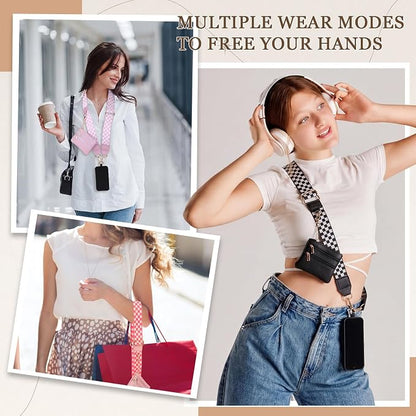4 Pack Clip and Go Strap for Phone with Wallet Crossbody Phone Strap with Zippered Pouch Adjustable Lanyard Bag (Fresh)