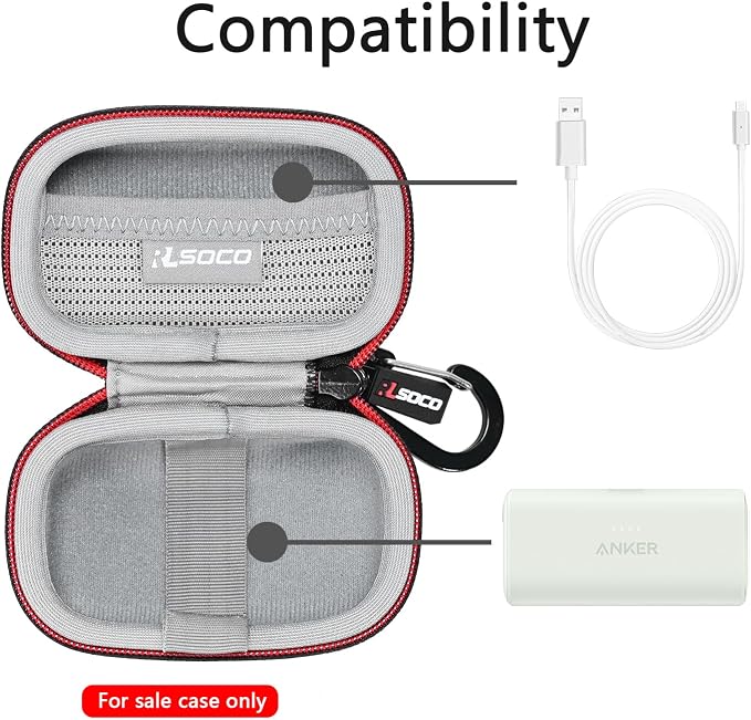 RLSOCO Carrying Case for Anker Nano Power Bank with Built-in USB-C Connector/with Built-in MFi Certified Lightning Connector Portable Charger - Black (Case Only)
