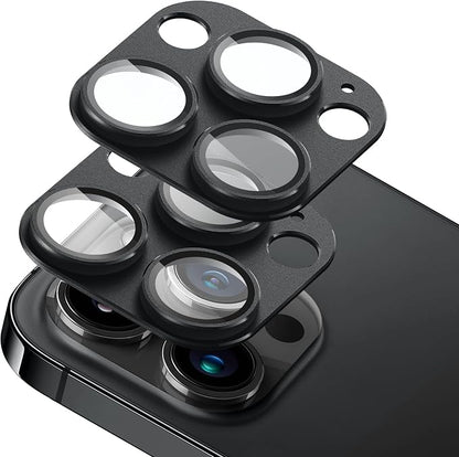 2-Pack Shatterproof Camera Lens Protector for iPhone 13 Pro/13 Pro Max |AR Tempered Glass Strong Adsorption Metal Camera Cover Screen(Black)