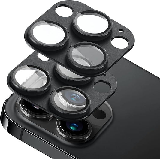 2-Pack Shatterproof Camera Lens Protector for iPhone 13 Pro/13 Pro Max |AR Tempered Glass Strong Adsorption Metal Camera Cover Screen(Black)