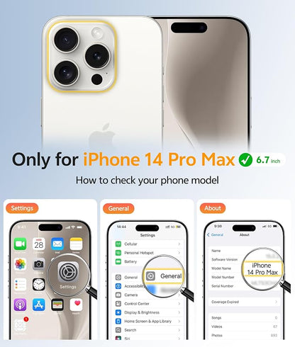 FNTCASE for iPhone 14 Pro Max Case, Fit for Magsafe, Glass Screen Protector | Full Camera Protection, Translucent Matte, 14FT Military Grade Drop Proof, Shockproof Protective Phone Cover, Off White