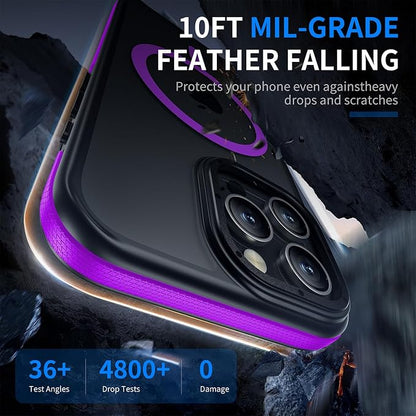Strong Magnetic case for iPhone 16 Pro [10Ft Military-Grade Protection] Compatible with fit MagSafe Shockproof Slim Thin Cover 6.3 inch 16 Pro Phone case, Purple Bumper