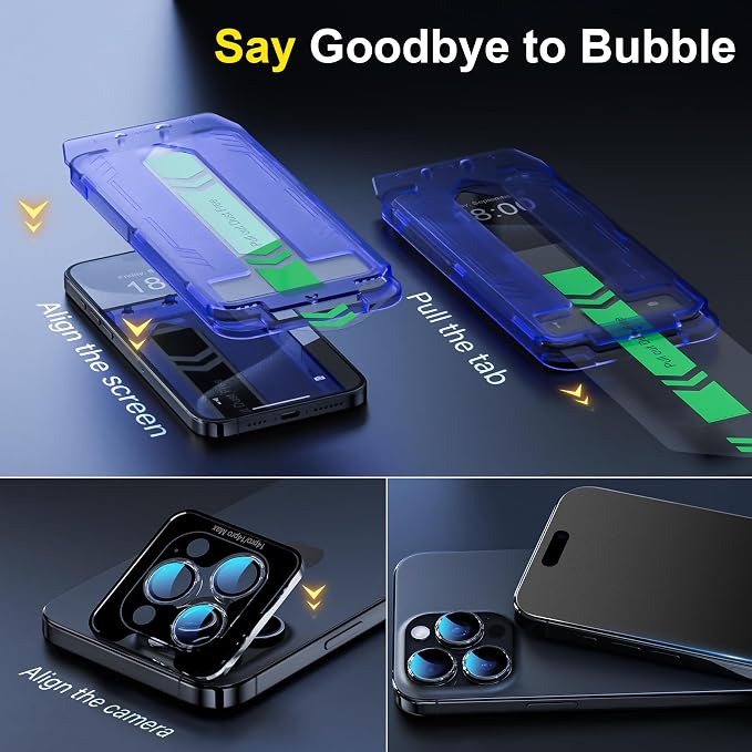 YWXTW 2 Pack Matte Screen Protector for iPhone 15 Pro 6.3 Inch + 1 Set Camera Lens Protector, Anti Glare Anti Fingerprint 15 Pro Glass Screen Protector, Bubble Free, Smooth as Silk