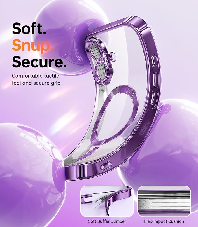 Meifigno Designed for iPhone 17 Case with Ring Stand (6.3"), [Built-in Mirror] [Compatible with MagSafe] [Glitter Card & Wrist Strap] Removable Phone Stand +Designed for iPhone 17 Case, Purple