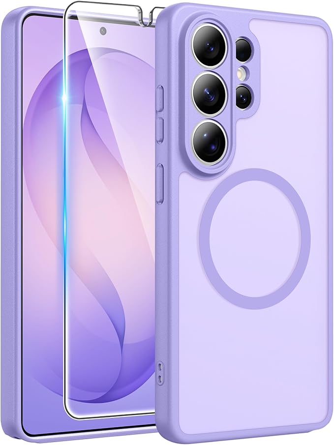 FNTCASE for Samsung Galaxy S26-Ultra Case: [Fit for Magsafe] [Full Camera Protection] Translucent Matte Cases with [Screen Protector] Military Grade Shockproof Protective Phone Cover - Light Purple