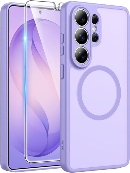 FNTCASE for Samsung Galaxy S26-Ultra Case: [Fit for Magsafe] [Full Camera Protection] Translucent Matte Cases with [Screen Protector] Military Grade Shockproof Protective Phone Cover - Light Purple