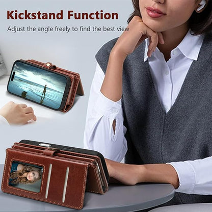 Wallet Case for iPhone 13 Pro with Card Holder/Crossbody Wallet/Strap| RFID Blocking | Magnetic | Kickstand | Detachable | PU Leather Phone Case for iPhone 13 Pro,6.1 in,Brown