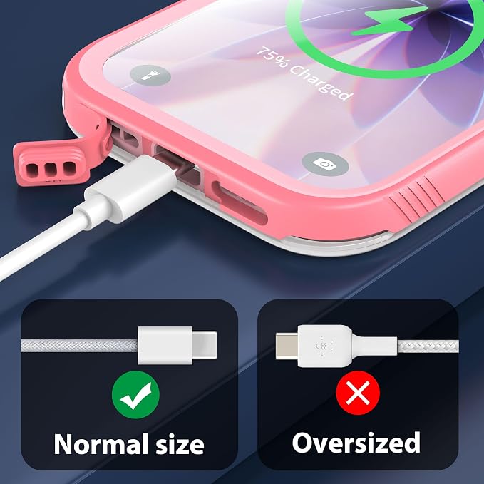 SPORTLINK for iPhone Air Waterproof Case - Dustproof/Rugged Full Body Shockproof/Dropproof/Built in Screen Protector/IP68 Underwater for iPhone Air Case 6.5 inch Pink/Frosted Clear