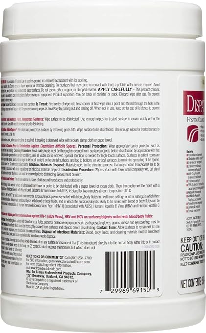 Dispatch Hospital Cleaner Disinfectant Towels with Bleach, 150 Count Canister (Package May Vary)