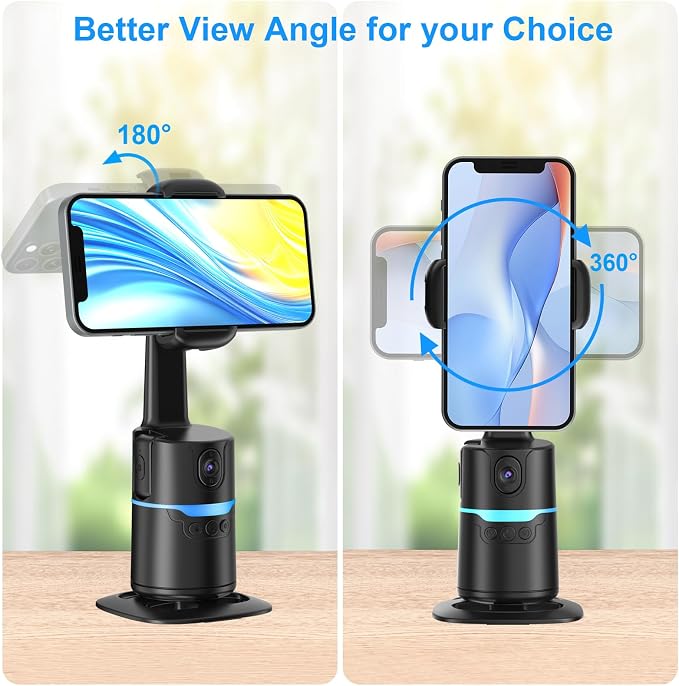 Auto Face Tracking Selfie Stick Tripod for iPhone, 360° Auto Rotating Face Tracking Tripod, Gesture Control, No APP Required, Gimbal stabilizer for Smartphone, for Live Streaming Video, Recording