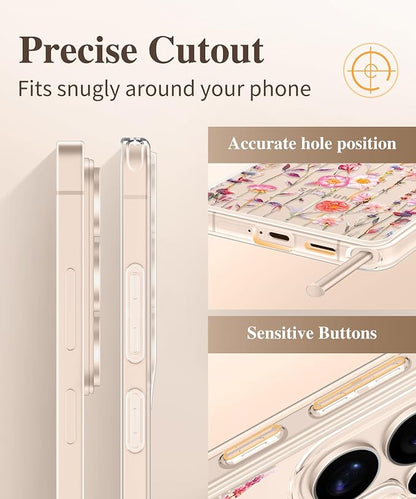 GVIEWIN for Samsung Galaxy S26 Ultra Case, Clear Floral Slim Shockproof Protective Women Phone Case, Non-Yellowing, with Screen Protector&Camera Lens Protector for S26 Ultra 6.9", Wild Petals/Colorful