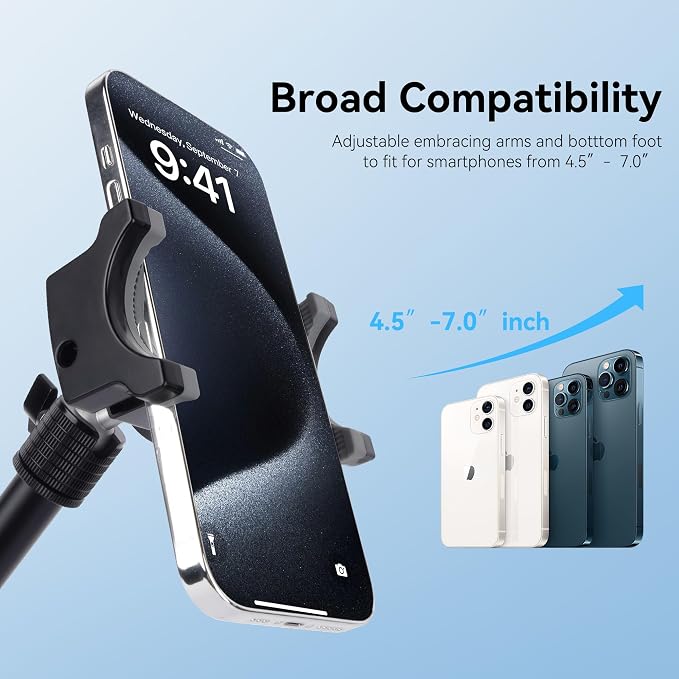 Suction Cup Car Phone Mount, 360°Rotating Car Phone Holder Video Recording, Universal Ball Head Arm for Cellphone Car Holder, Heavy Duty Car Phone Mount for Dashboard, Windshield-SJ003 (Extended)