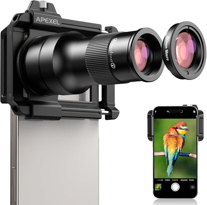 Evil eye 2 in 1 Phone Camera Lens Kit, 6X Telephoto Lens & 150mm Macro Lens with Universal Lens Clip, Phone Lens Attachment for iPhone and Andriod