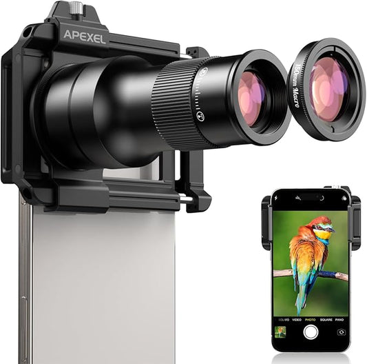 Evil eye 2 in 1 Phone Camera Lens Kit, 6X Telephoto Lens & 150mm Macro Lens with Universal Lens Clip, Phone Lens Attachment for iPhone and Andriod