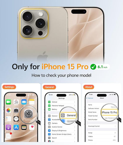 FNTCASE for iPhone 15 Pro Case: [Compatible with Magsafe] Translucent Matte Cases with [Full Camera Protection] [Screen Protector] Military Grade Shockproof Protective Phone Cover - Desert Gold