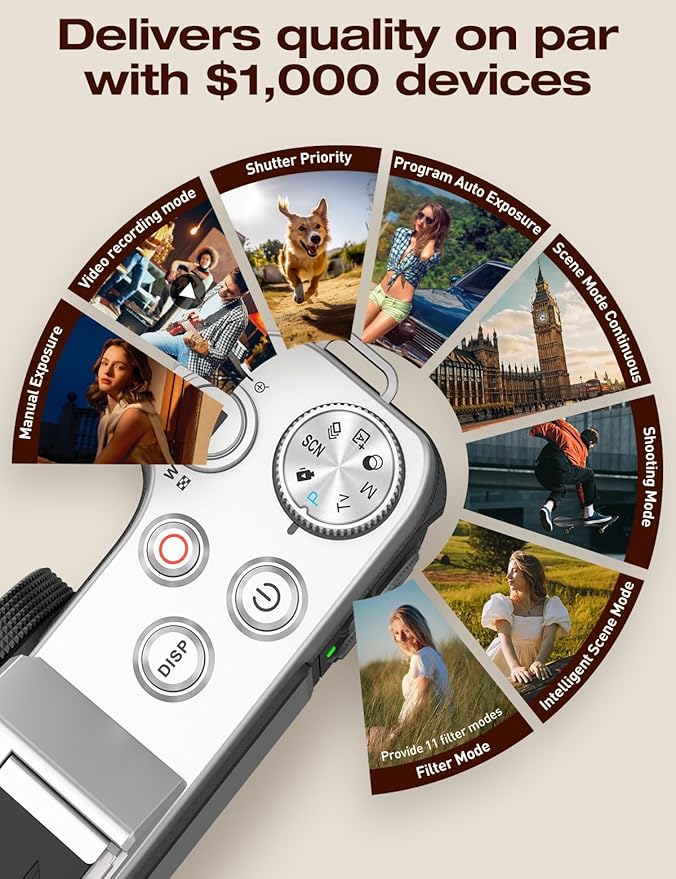 4K Retro Vintage Digital Camera: 64MP Retro 3” IPS Screen Camera with 6X Optical Zoom, WiFi Transfer Autofocus Rechargeable for Travel Vlogging and Gifts