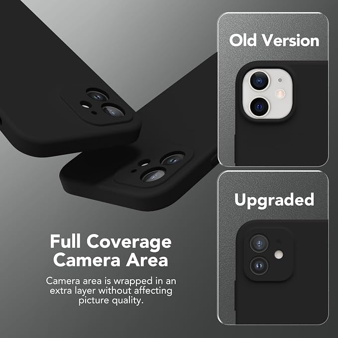 Magnetic for iPhone 12 Case, Compatible with MagSafe, [Full Camera Protection][Screen Protector] Silicone Shockproof Protective Phone Case for iPhone 12 6.1", Black