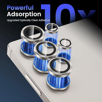 Tensea (3+2PCS Compatible with Samsung Galaxy S25 Ultra Camera Lens Protector, 9H Tempered Glass Camera Cover Screen Protector Metal Individual Ring [Installation Tray][Case Friendly]