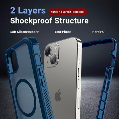 jaroco Magnetic for iPhone 14 Case, [Compatible with MagSafe][Military Grade Drop Protection][Heavy Duty Protection][Non-Slip][Shockproof] 2-Layer Durable Bumper Phone Case 6.1''-Deep Blue