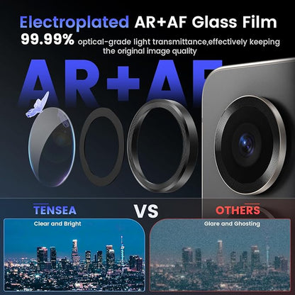 Tensea (3+2PCS Compatible with Samsung Galaxy S25 Ultra Camera Lens Protector, 9H Tempered Glass Camera Cover Screen Protector Metal Individual Ring [Installation Tray][Case Friendly]