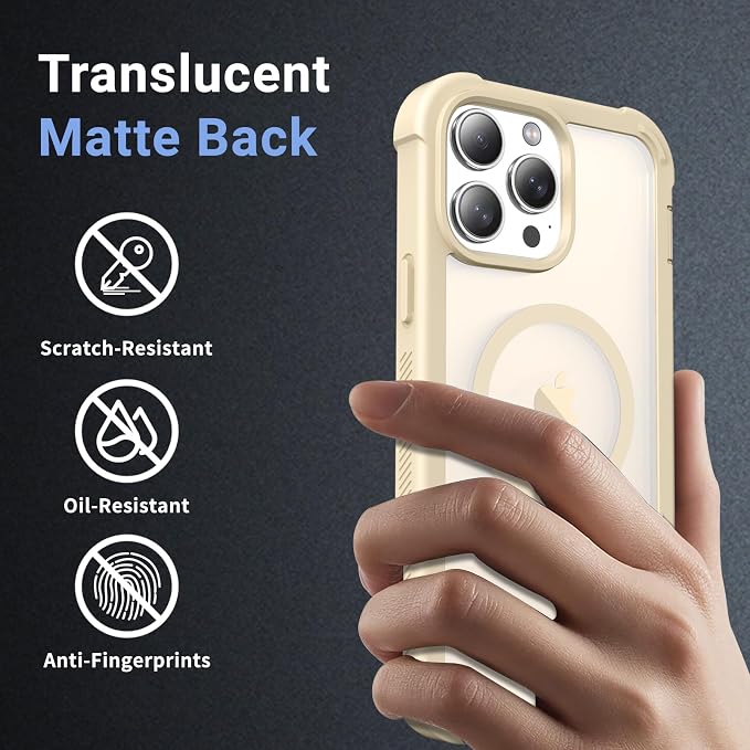jaroco Magnetic for iPhone 13 Pro Max Case, [Compatible with MagSafe][Military Grade Drop Protection][Heavy Duty Protection][Non-Slip][Shockproof] 2-Layer Durable Bumper Phone Case 6.7''-Antique White