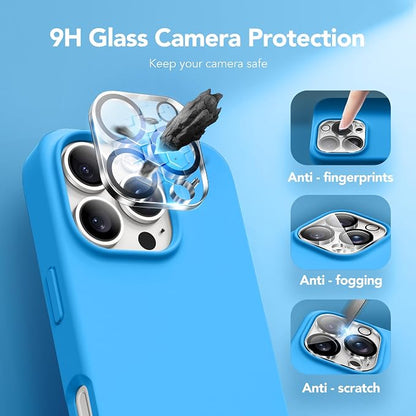 GONEZ Magnetic for iPhone 16 Pro Case, Compatible with MagSafe, [Screen Protector + Camera Lens Protector], Silicone Shockproof Anti-Scratch Protective Phone Case 6.3 inch, Wave Blue