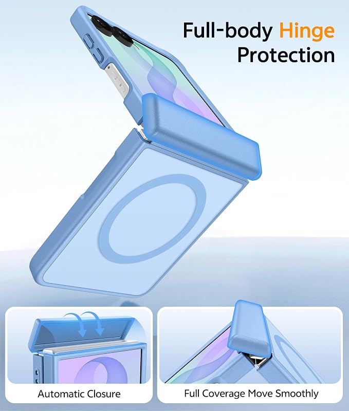FNTCASE for Samsung Galaxy Z Flip 8 Case, Fit for Magsafe, Screen Protector | Hinge Protection, Translucent Matte, 18FT Military Grade Drop Proof, Protective Phone Cover, Light Light