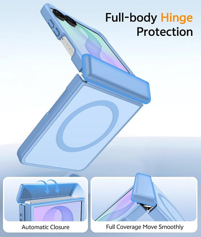 FNTCASE for Samsung Galaxy Z Flip 8 Case, Fit for Magsafe, Screen Protector | Hinge Protection, Translucent Matte, 18FT Military Grade Drop Proof, Protective Phone Cover, Light Light