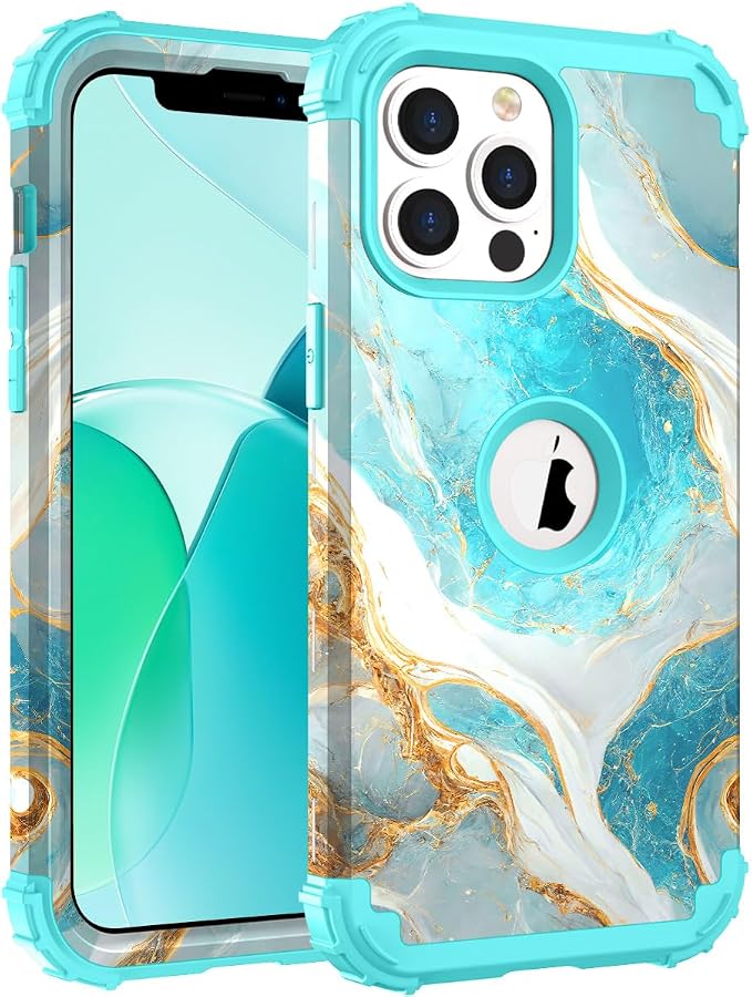 Hocase for iPhone 13 Pro Max Case, Heavy Duty Shockproof Protection Soft Silicone Rubber Bumper+Hard Plastic Hybrid Protective Case for iPhone 13 Pro Max (6.7") 2021 - Teal