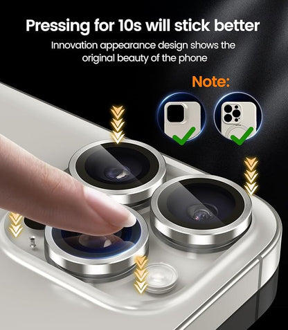 iGluz 2 Pack Anti-Reflection Camera Lens Protector for iPhone 15 Pro/iPhone 15 Pro Max [Anti-fog Coating][1-Step Installation Tray][Strong Adsorption] 9H Shatterproof Tempered Glass-White Titanium
