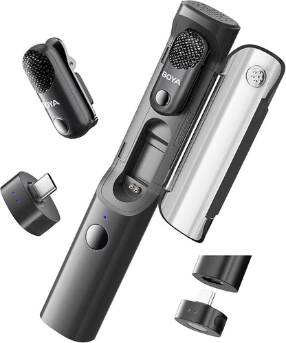 BOYA Magic USB-C Wireless Lavalier Microphone, 30Hrs Battery,328FT Los Range, Safety Track&Limiter, Ai Noise Reduction Type-C Wireless Lapel Mini Mic for Android iPhone 17/16 Audio Video Live YouTube