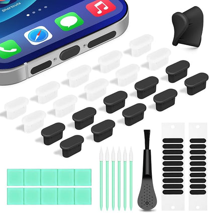 Silicone USB C Dust Plug with Phone Speaker Cover,5-in-1 31 Pack Charging Port Cover Cleaning Kit,Type C Anti Dust Plug for iPhone 15/16/17/Samsung Galaxy/One Plus/Google Pixel/All USB C-Port Devices
