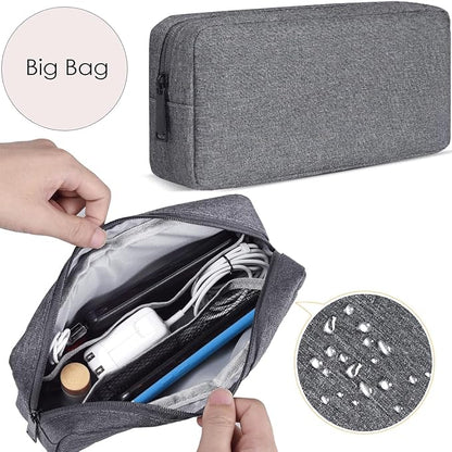 CAAORDKSO Electronics Organizer Travel Case, Travel Cable Organizer Pouch Electronic Accessories Carry Case Portable Waterproof Storage Bag for Hard Drive, Cord, Charger, Mouse (Small+Big, Dark Gray)