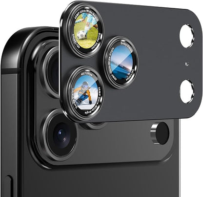 CACOE Camera Lens Protector for iPhone 17 Pro Max - Metal Frame Tempered Glass Cover, [Anti-Scratch] [Drop-Proof][Strong-Adhesion] Camera Screen Cover(Carbon Black)
