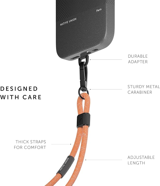 Native Union Sling – Adjustable & Detachable Phone Strap – Compatible with iPhone 16, 15, 14, 13 and most Smartphones – Made with 100% Durable & Recycled Materials (Apricot Crush)