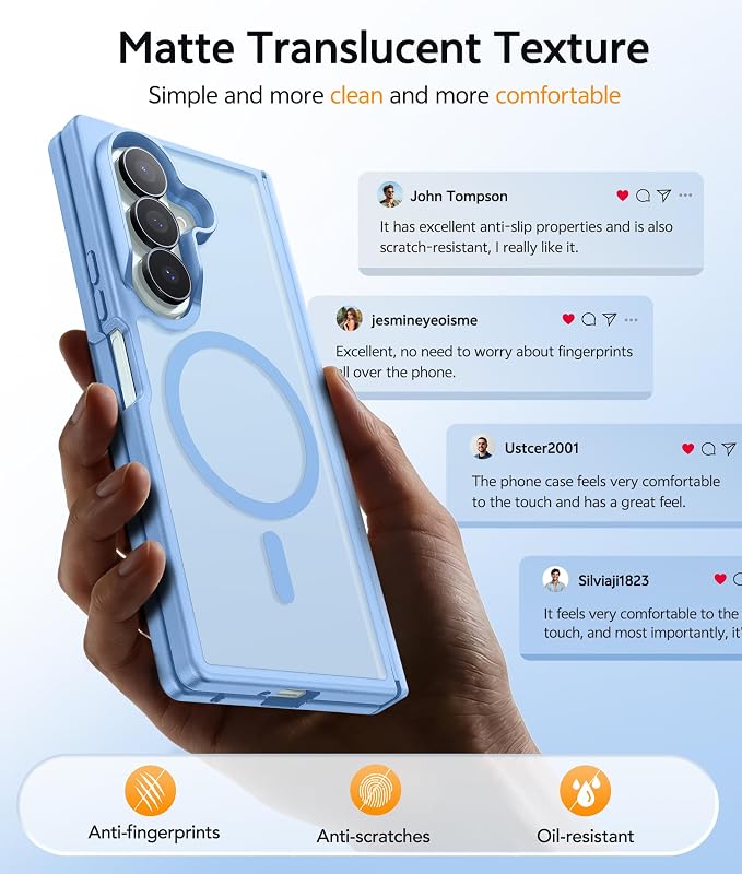 FNTCASE for Samsung Galaxy Z Fold 8 Ultra / Z Fold 7 Case, Fit for Magsafe | Hinge Protection, Screen Protector, Translucent Matte, 14FT Military Grade Drop Proof, Protective Phone Cover, Light Blue