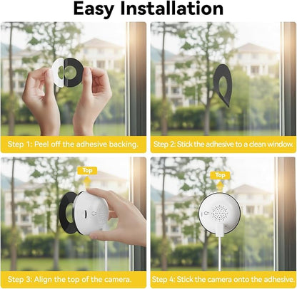 Window Camera 2 Pack, 4MP Indoor Camera with Phone App, Dual-Band WiFi 6 Cameras for Home Security with Full Color Night Vision, AI Person & Motion Detection, 24/7 Recording, Compatible with Alexa
