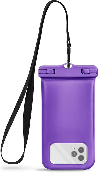 CaliCase Universal Waterproof Floating Phone Pouch - IPX8 Waterproof Floating Phone Case with Lanyard for iPhone X-15/ S20-S24/ Pixel 4-8 - Purple