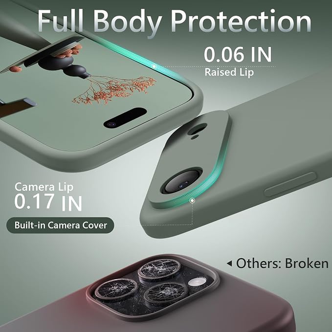 FireNova Magnetic for iPhone Air Case, Compatible with MagSafe, [Integrated Silicone Camera Control Button] [Camera Protection] Microfiber Lining Phone Case for iPhone 17 Air, 6.5", Calke Green
