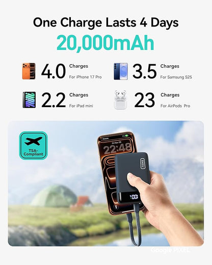 INIU Portable Charger, 20000mAh Small Power Bank, 22.5W Fast Charging Travel Flight Car Family Essentials, for Students Women Men Girls Boys Outdoor