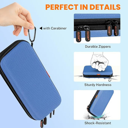 Hard Shell Carrying Case, Electronics Organizer Travel Case | Double-Layer ,Portable Tech Zipper Pouch for Charger, Phone, Power Bank, External Hard Drive & USB Flash Drive