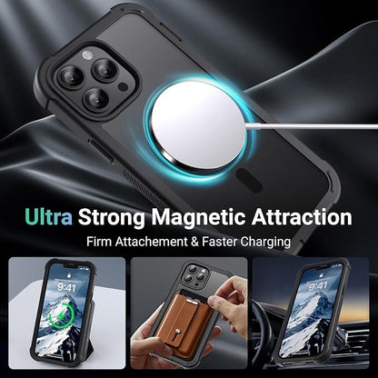 jaroco Magnetic for iPhone 13 Pro Case, [Compatible with MagSafe][Military Grade Drop Protection][Heavy Duty Protection][Non-Slip][Shockproof] 2-Layer Durable Bumper Phone Case 6.1''-Black