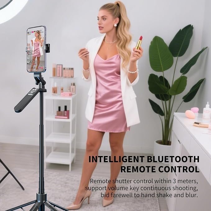 70" Tripod for Phone, Portable All in One Extendable Cell Phone Tripod Stand, Tall Travel Tripods for Recording Video Selfies Photo, with Wireless Remote Control for iPhone、Samsung、Camera、Android