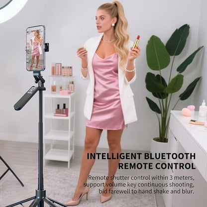 70" Tripod for Phone, Portable All in One Extendable Cell Phone Tripod Stand, Tall Travel Tripods for Recording Video Selfies Photo, with Wireless Remote Control for iPhone、Samsung、Camera、Android